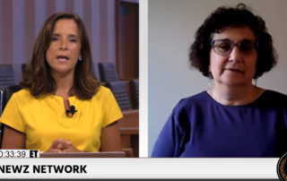 Screenshot of Sharon Meisler being interviewed by LAWNEWZ Network.